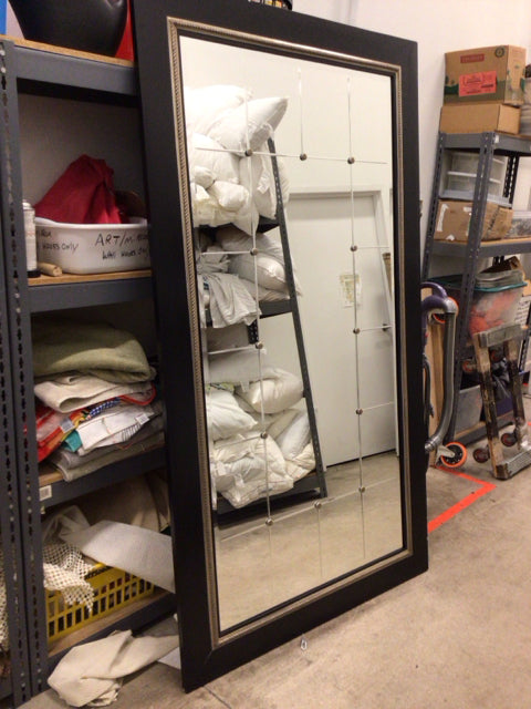 46" X 82" Black Framed Mirrored Panel Floor Mirror