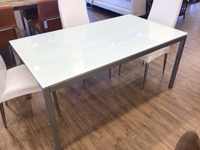 Calligaris Frosted Glass Top Brushed Steel Dining Table