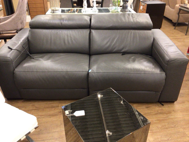 2 Pcs Grey Leather Electric Reclining Sofa