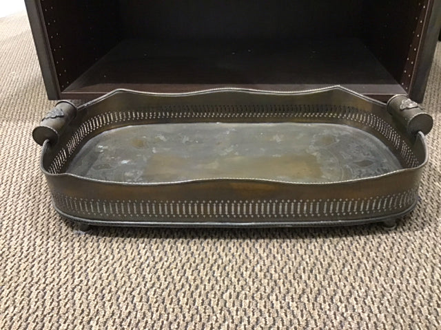 25" X15" Oval Metal Footed Embossed Tray