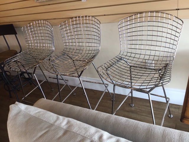Set Of 3 Knoll Bertoia Bar Stools