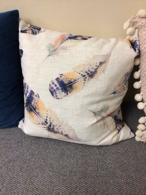 Pier 1 Cream Feather Pattern Pillow