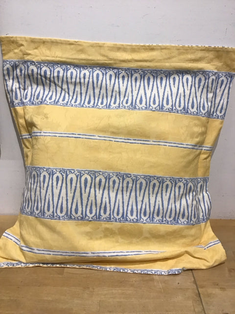 29" Sq. Yellow White & Blue Floral Damask