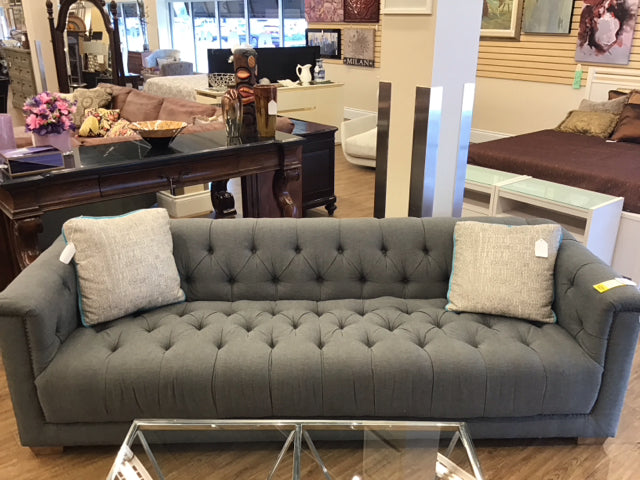 Gray Button Tufted Sofa