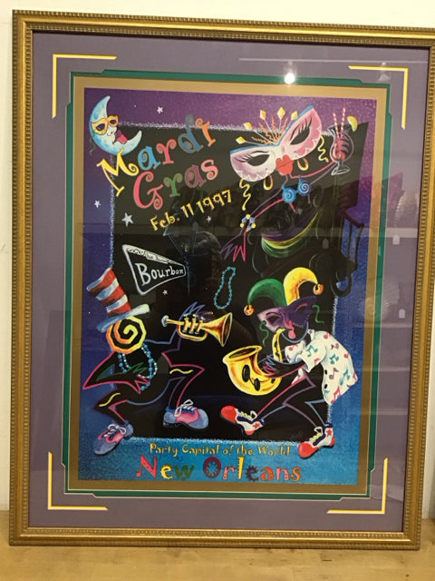 40.5" Mardi Gras Celebration Framed Poster Art