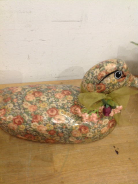 12" Hand Made Floral Duck