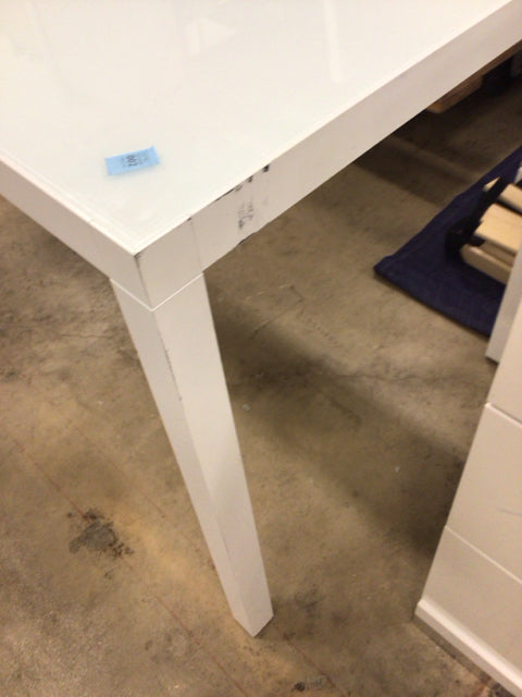 AS-IS Cattelan Italia White Glass Top Desk(Black Marks On Side)