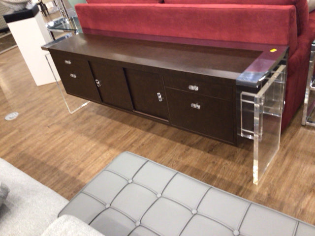 Wood Four Drawer Slidling Door Acrylic Leg Credenza