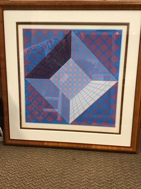 37'X37" "Pictor" By Victor Vasarely Framed Art