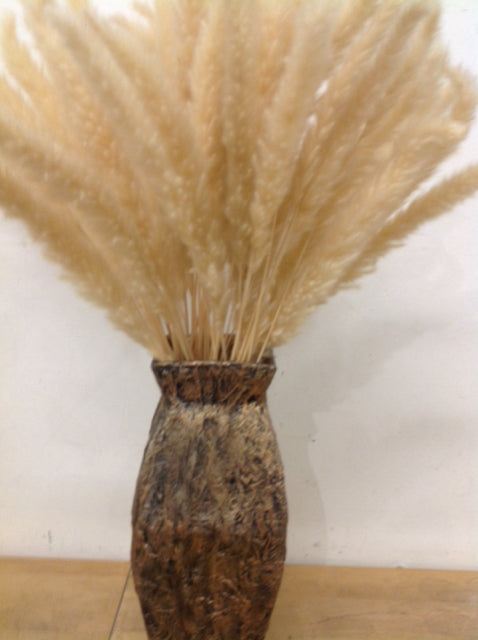 Vase- 16" Copper Paper Maiche W Wheat