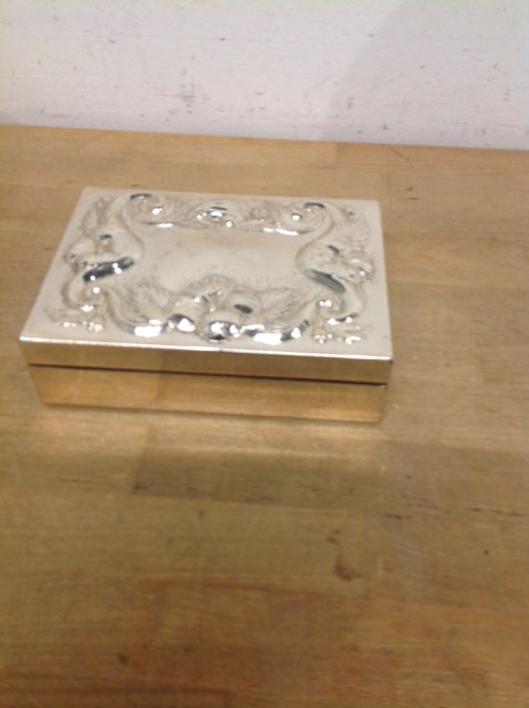 7" Silver Metal Floral Box