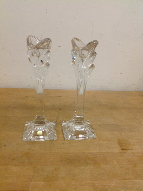 Pair Glass 9.5" Glass Candlesticks