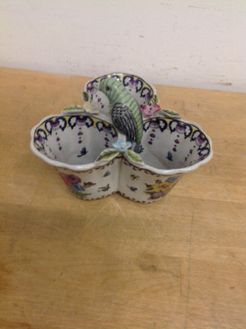 7" Ceramic Floral Bird Bowl