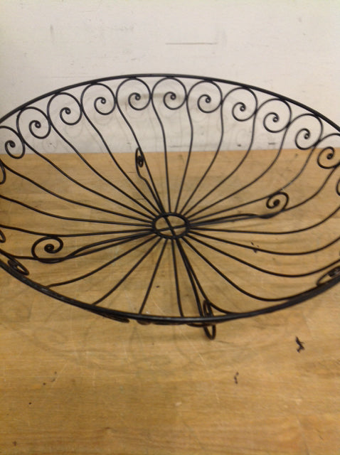 Bowl- 18" Black Metal Scroll