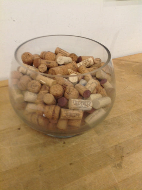Bowl- 12" Clear Glass W Corks