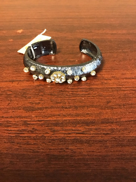 Gun Metal Gray WRhinestones Bracelet