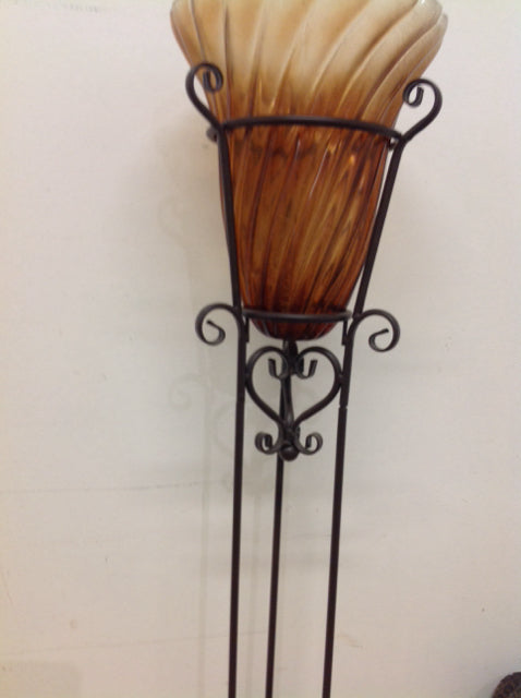 Vase-32" Amber Glass In Stand