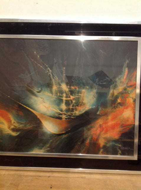 27" X 33" Signed Nierman Glass Abstract