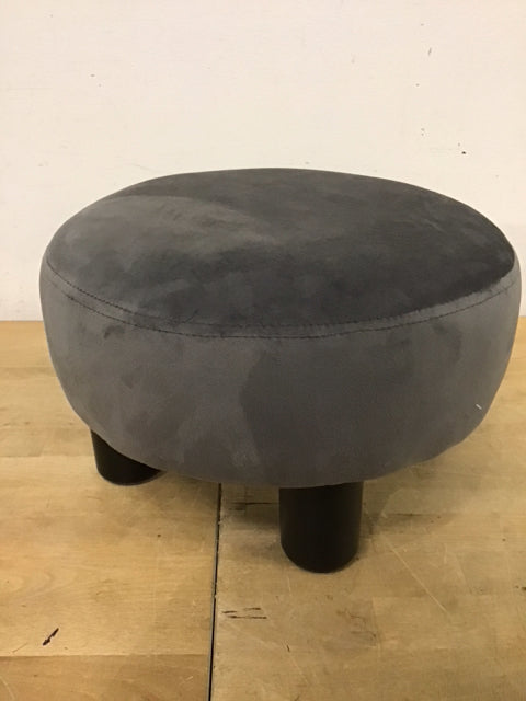 14"x8.5" Gray Round Velvet Stool