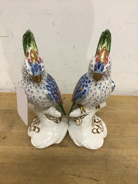 Pair Of 10" Chelsea House Porcelain Cockatoos