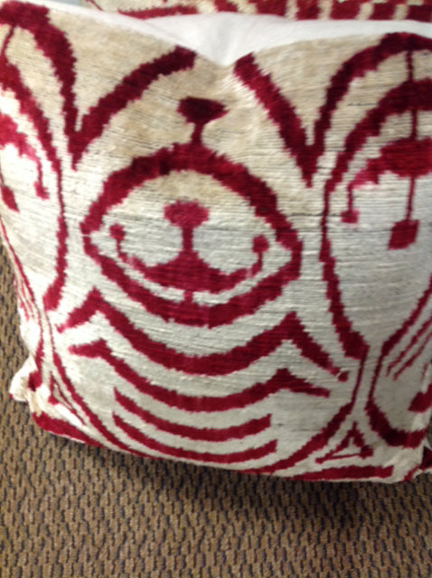 Pillow- 18" Red & Cream Print