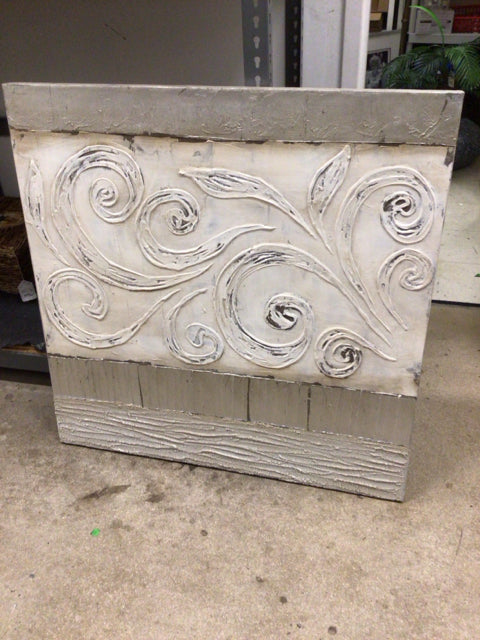 40" Square Grey & Cream Texured Print On Canvas
