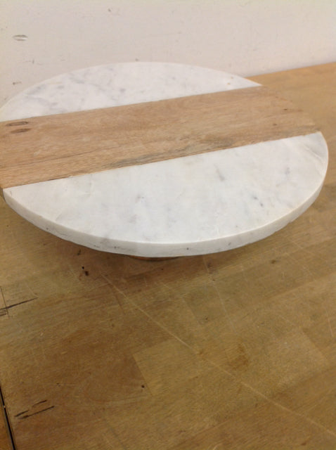 12" Footed Stone & Wood Stand