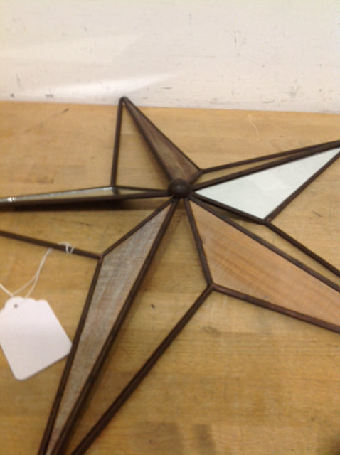 21" Wood & Mirror Star Wall Art