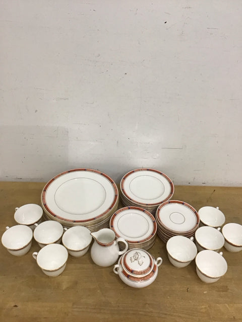 51 PC Beaufort Rust Red By Royal Dorcester Dinner Service