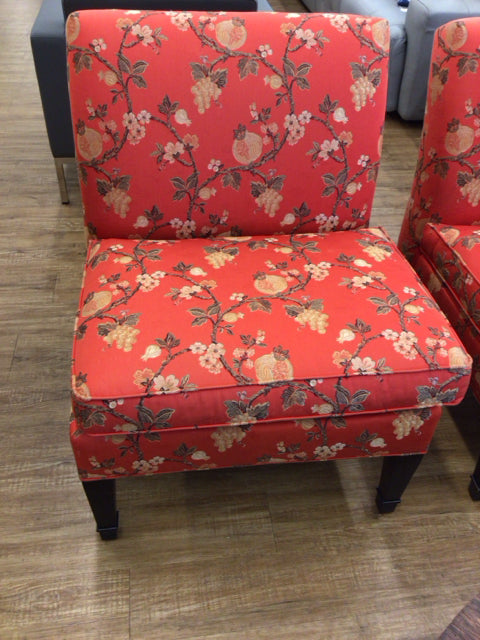 EA Red Floral Pattern Slipper Chair