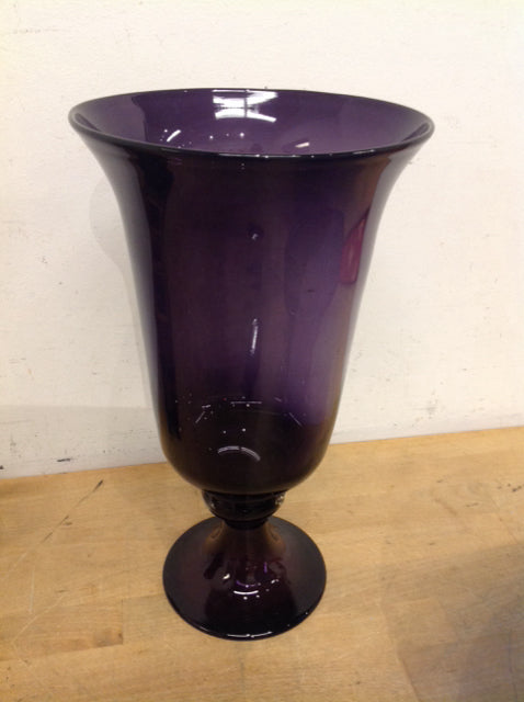 Vase- 14" Footed Purple Glass