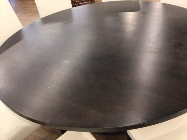 60" Round Dark Wood Pedestal Dining Table