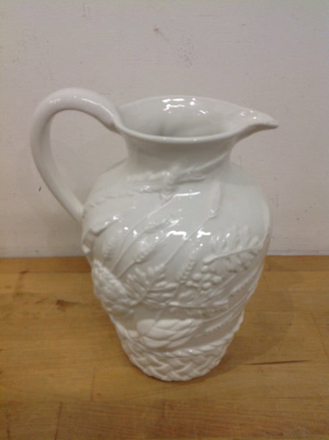 11" W S Italy White Ceramic Pitcher