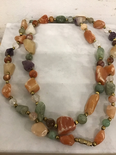 Long Mixed Stone Necklace