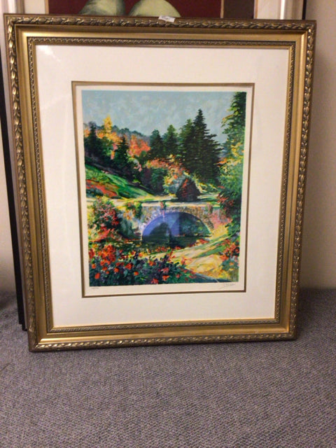 25" X 28 1/2" Country Bridge Gold Framed Print