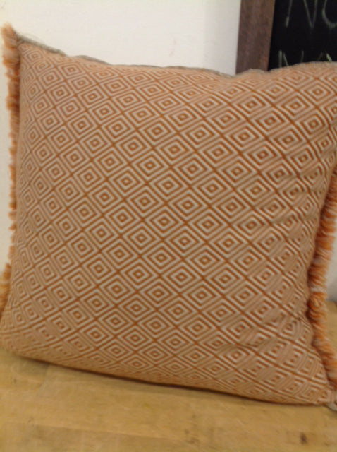 Pillow- 20" Italy Orange & White W Fringe