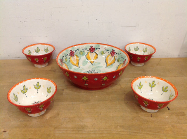 Anthropology 5 PC Ceramic Bowl Set