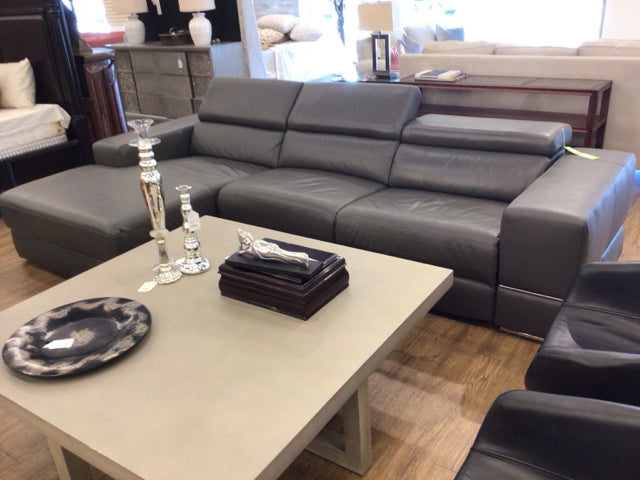 City Furniture Dante Grey Leather Power Reclining Sectional