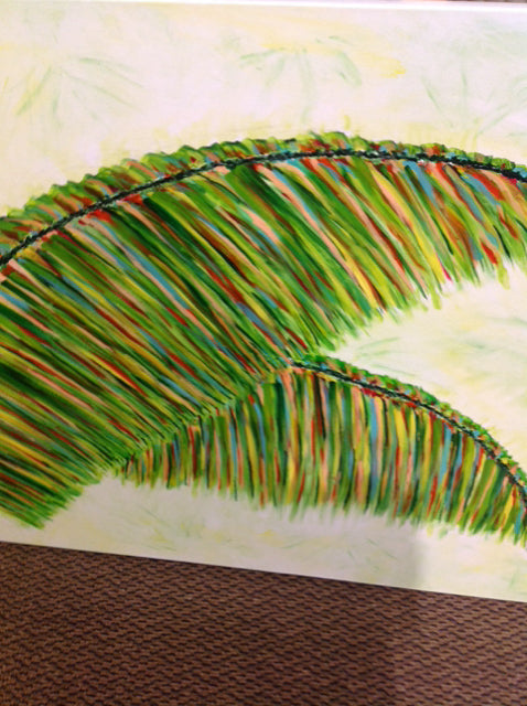 30" X 40" Signed Felicia Ray Fancy Palm Fronds