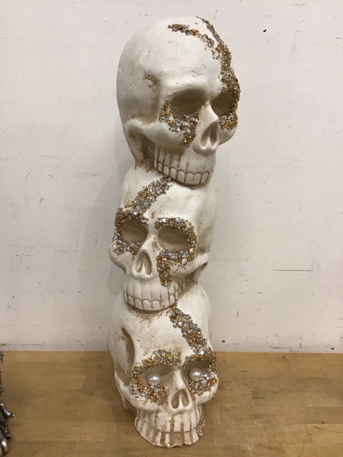 Halloween 24" Resin Embellished 3 Stacked Skulls