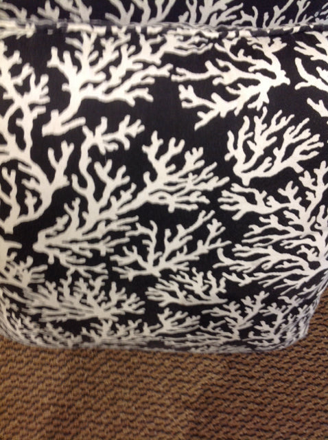 Pillow- 20" Black & White Coral Print