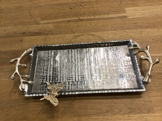 14"x6" Silver & Gold Butterfly Tray