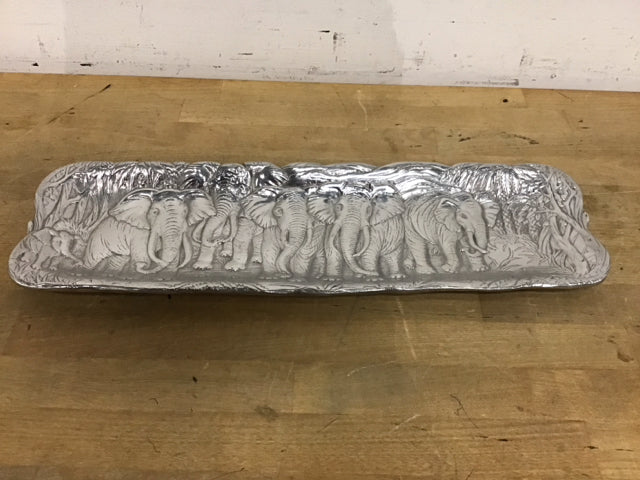 19"x6" Silver Elephant Serving Tray