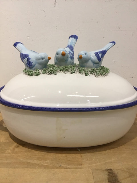 16" Seymour Mann "Aviary" Ceramic Lidded Casserole