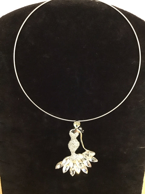 Silver W/Rhinestone Lady Pendant