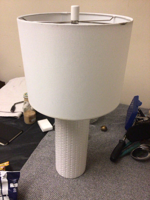 White Ceramic Table Lamp W/Shade