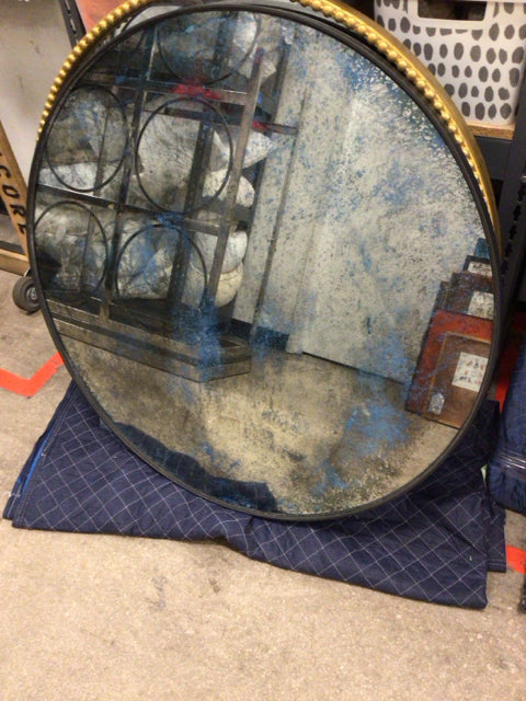 36"ABC Carpet & Home Echo Round Distressed Iron Framed Mirror