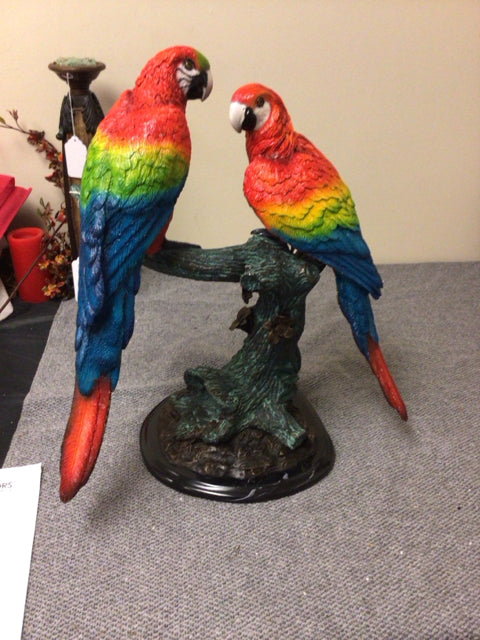Signed Bronze Parrot Statue