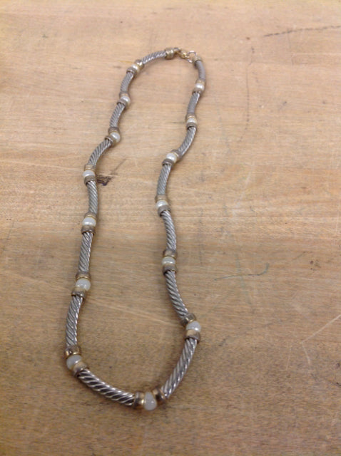 Necklace- Silver Pearl