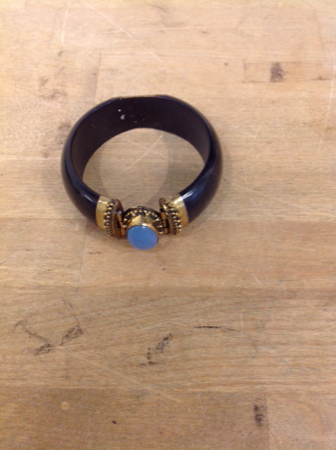 Bracelet Black/Gold Blue Stone